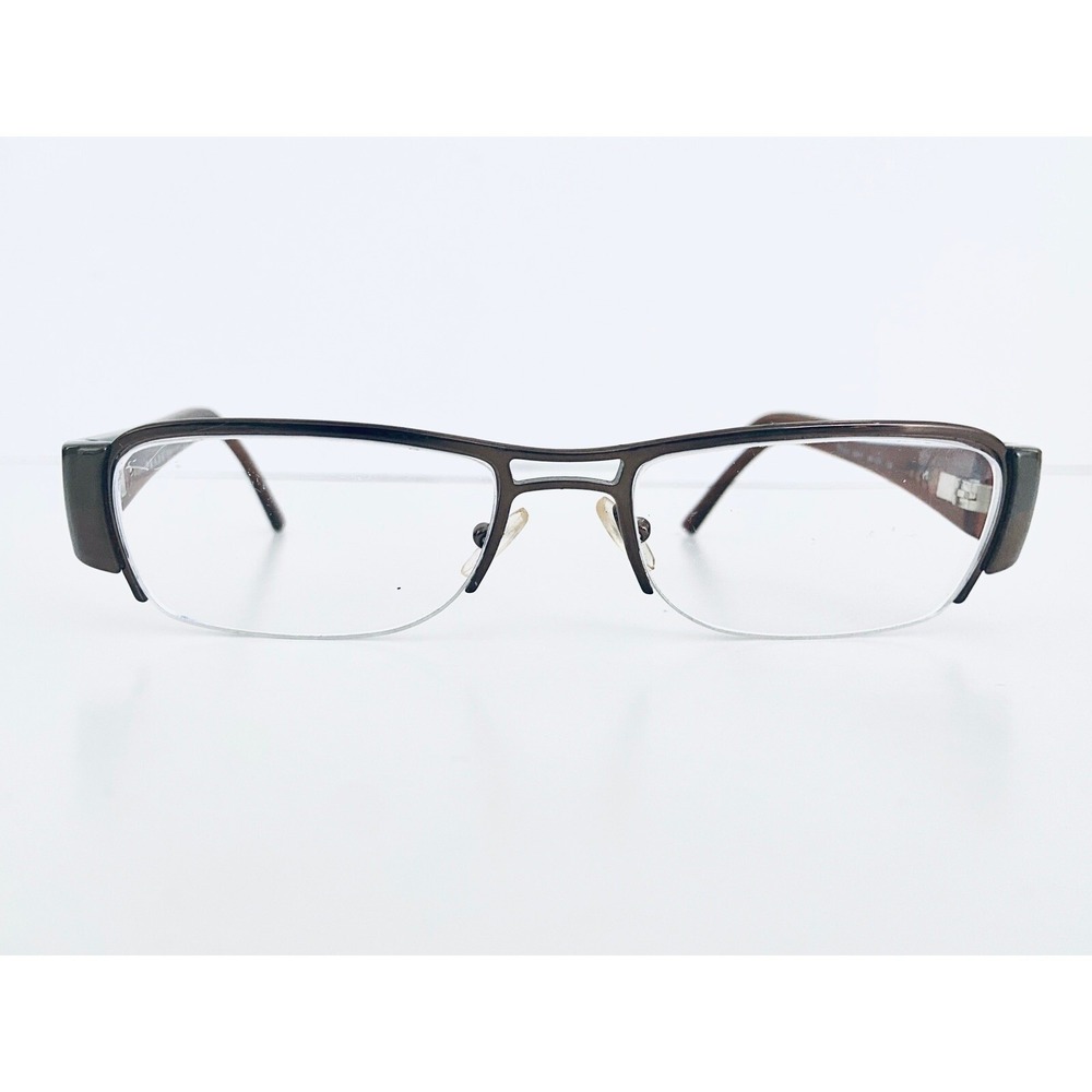 Prada Brown Metal Rectangular W Lucite Temples Glasses Italy VPR521 53 17 135